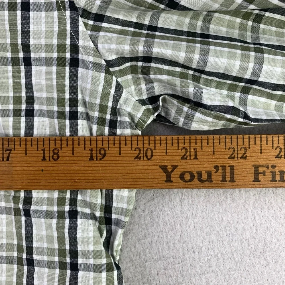 Banana Republic Plaid Western Button Down Men M Green Long Sleeve Shirt NWT